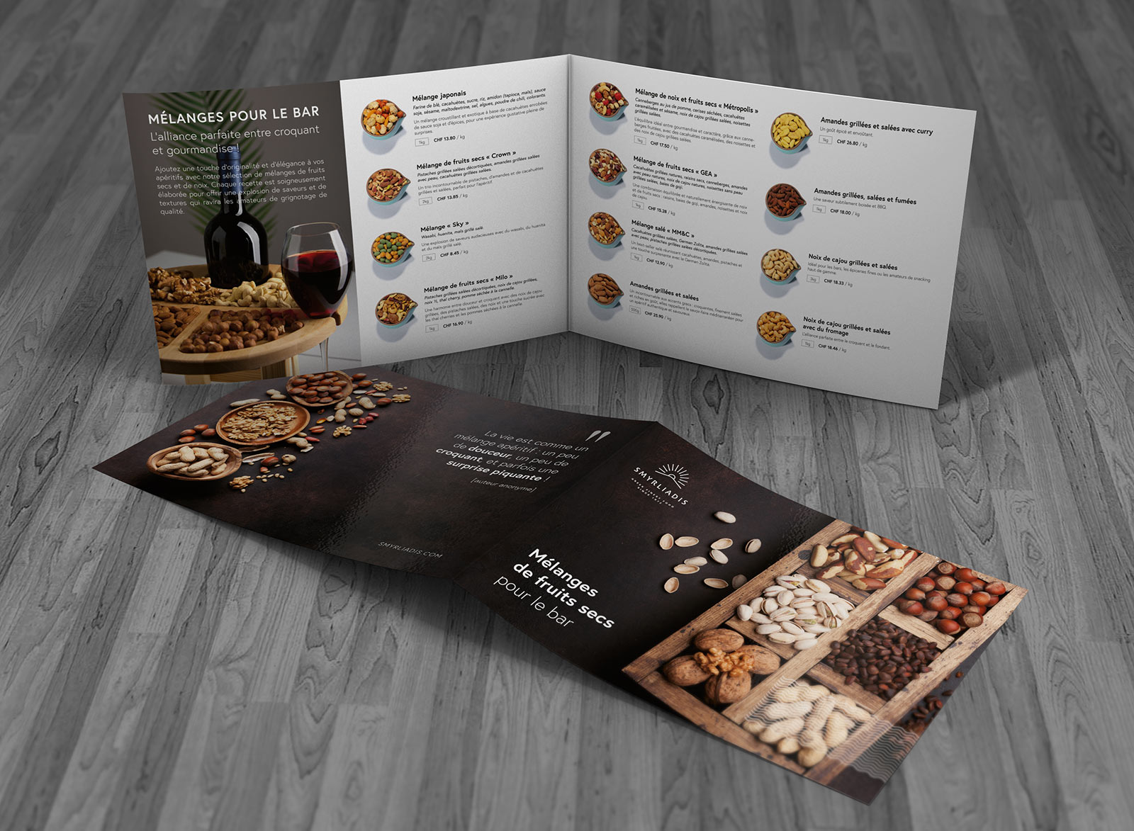 Plaquette de présentation de mélanges de fruits secs